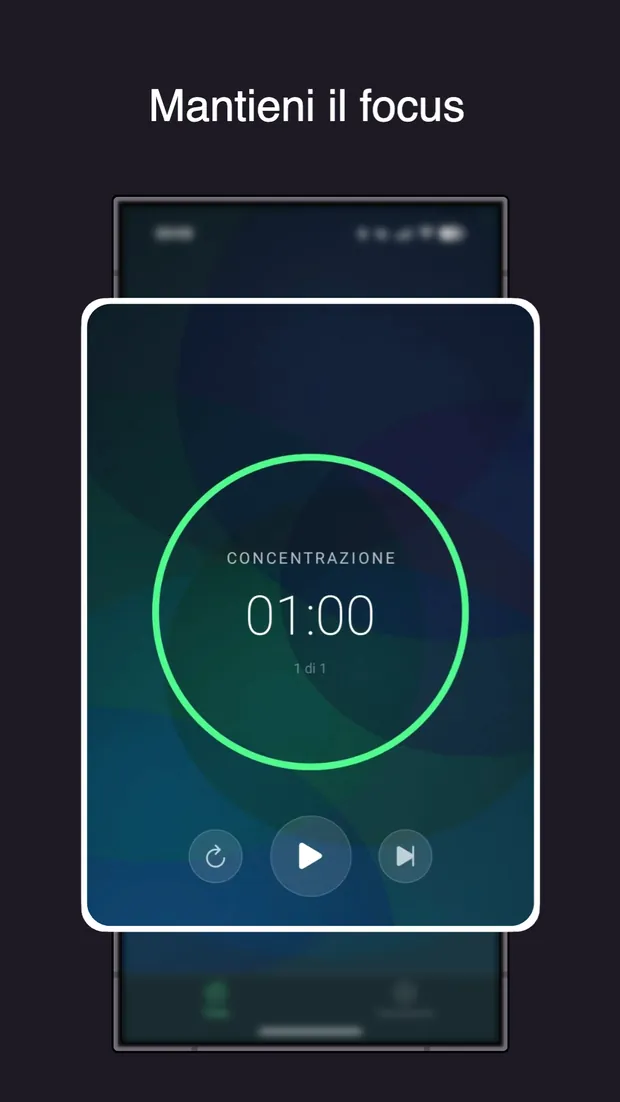 Pomodoro Focus App - schermata concentrazione