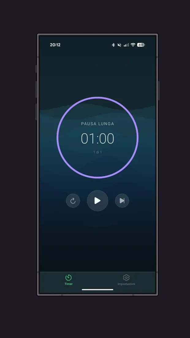 Pomodoro Focus App - timer pausa con interfaccia minimale